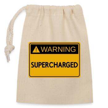 USDM sticker - SUPERCHARGED - Closable cotton gift bag (14x20cm) - nature - Front