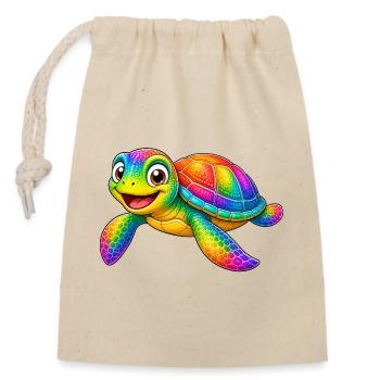 Colorful turtle cartoon funny animal - Closable cotton gift bag (14x20cm) - nature - Front