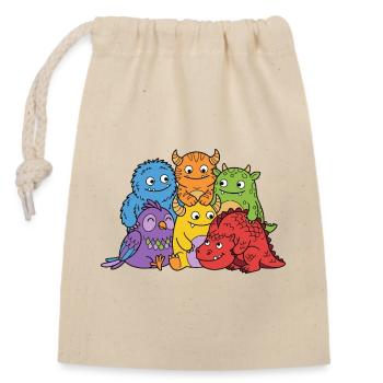 Monstres mignons - Sac cadeau en coton avec cordon (14 x 20 cm) - nature - Devant