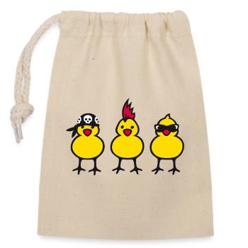 Three Chicks - Verschließbarer Geschenkbeutel aus Baumwolle (14x20cm) - Natur - Vorne