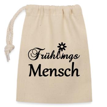 Frühlingsmensch Geschenk - Verschließbarer Geschenkbeutel aus Baumwolle (14x20cm) - Natur - Vorne