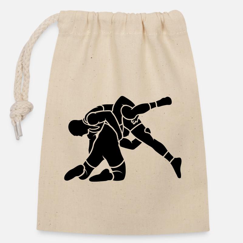 wrestling throw - Closable cotton gift bag (14x20cm) - nature