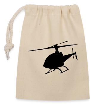 hubschrauber - Verschließbarer Geschenkbeutel aus Baumwolle (14x20cm) - Natur - Vorne