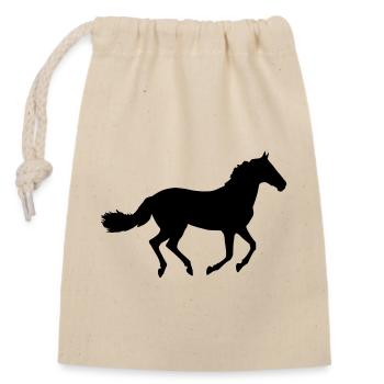 horse - Closable cotton gift bag (14x20cm) - nature - Front