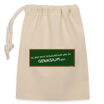 GENASIUM - Gymnasium falsch geschrieben ABIfeier - Verschließbarer Geschenkbeutel aus Baumwolle (14x20cm) - Natur - Vorne