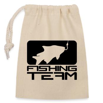 schwarz fishing team sport logo gefangen fisch ang - Verschließbarer Geschenkbeutel aus Baumwolle (14x20cm) - Natur - Vorne