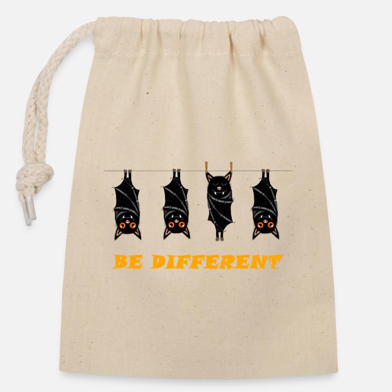 ÊTRE DIFFÉRENT - Sac cadeau en coton avec cordon (14 x 20 cm) - nature