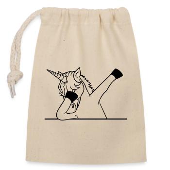 boîte texte écrire signalisation mur tamponner licorne d - Sac cadeau en coton avec cordon (14 x 20 cm) - nature - Devant