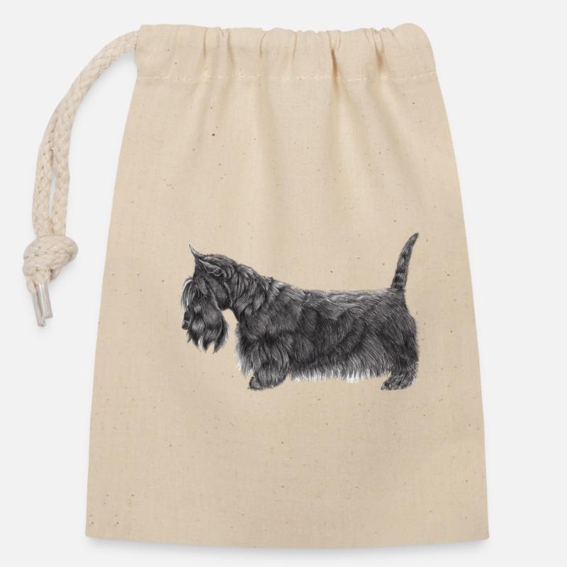 Terrier écossais UB - Sac cadeau en coton avec cordon (14 x 20 cm) - nature
