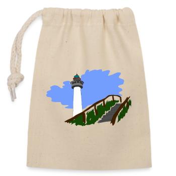 Leuchtturm Egmond - Verschließbarer Geschenkbeutel aus Baumwolle (14x20cm) - Natur - Vorne