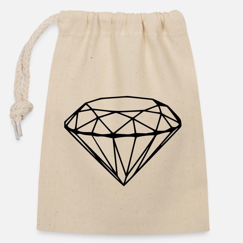Diamond - Closable cotton gift bag (14x20cm) - nature