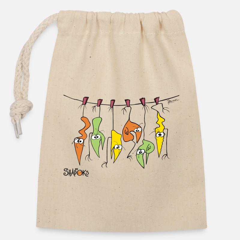 Brochette de Shadoks - Sac cadeau en coton avec cordon (14 x 20 cm) - nature