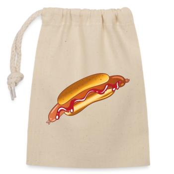 Hot Dog Wurst Brötchen Ketchup Fast Food Junk BBQ - Verschließbarer Geschenkbeutel aus Baumwolle (14x20cm) - Natur - Vorne