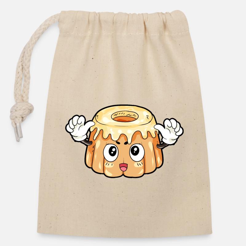 Pudding repas cadeau gourmand - Sac cadeau en coton avec cordon (14 x 20 cm) - nature