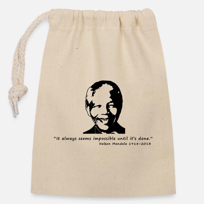 Nelson Mandela - Closable cotton gift bag (14x20cm) - nature