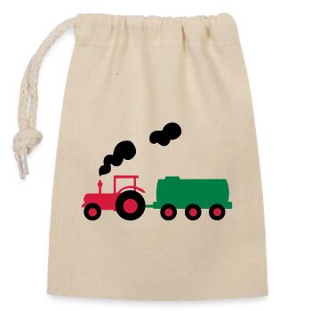 tracteur - Sac cadeau en coton avec cordon (14 x 20 cm) - nature - Devant