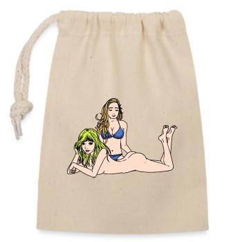 Sexy Girls Erotic Naked Woman Bikini Fantasy - Closable cotton gift bag (14x20cm) - nature - Front