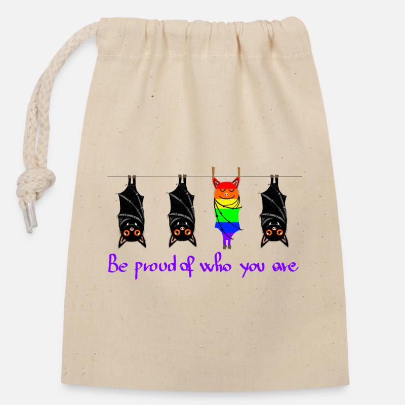 Bats Pride LGBT Sei stolz darauf, wer du bist GAY PRIDE - Verschließbarer Geschenkbeutel aus Baumwolle (14x20cm) - Natur