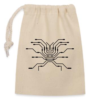 design pc wires processor cpu wire wiring - Closable cotton gift bag (14x20cm) - nature - Front