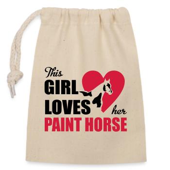 Paint horse - Closable cotton gift bag (14x20cm) - nature - Front