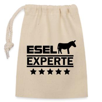 Esel Experte - Verschließbarer Geschenkbeutel aus Baumwolle (14x20cm) - Natur - Vorne