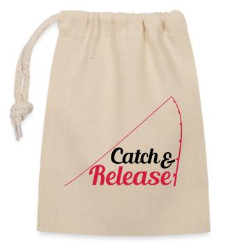 throw back release catch and release angler - Closable cotton gift bag (14x20cm) - nature - Front