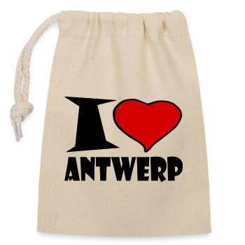 J'aime Anvers - Sac cadeau en coton avec cordon (14 x 20 cm) - nature - Devant