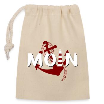 Moin lighthouse anchor - Closable cotton gift bag (14x20cm) - nature - Front