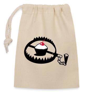 iron with cupcake - Closable cotton gift bag (14x20cm) - nature - Front