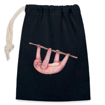 Pink sloth - Closable cotton gift bag (14x20cm) - navy - Front
