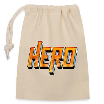 Hero Typography - Closable cotton gift bag (14x20cm) - nature - Front