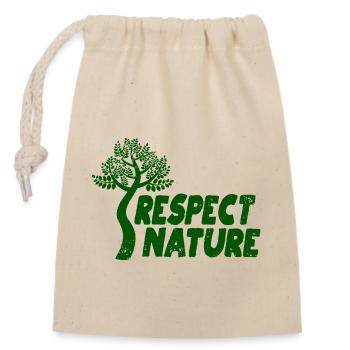 Respect Nature - Verschließbarer Geschenkbeutel aus Baumwolle (14x20cm) - Natur - Vorne