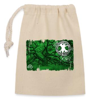 oak with green tree of life - Closable cotton gift bag (14x20cm) - nature - Front