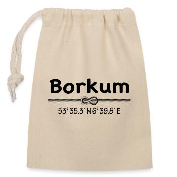 Koordinaten Borkum - Verschließbarer Geschenkbeutel aus Baumwolle (14x20cm) - Natur - Vorne