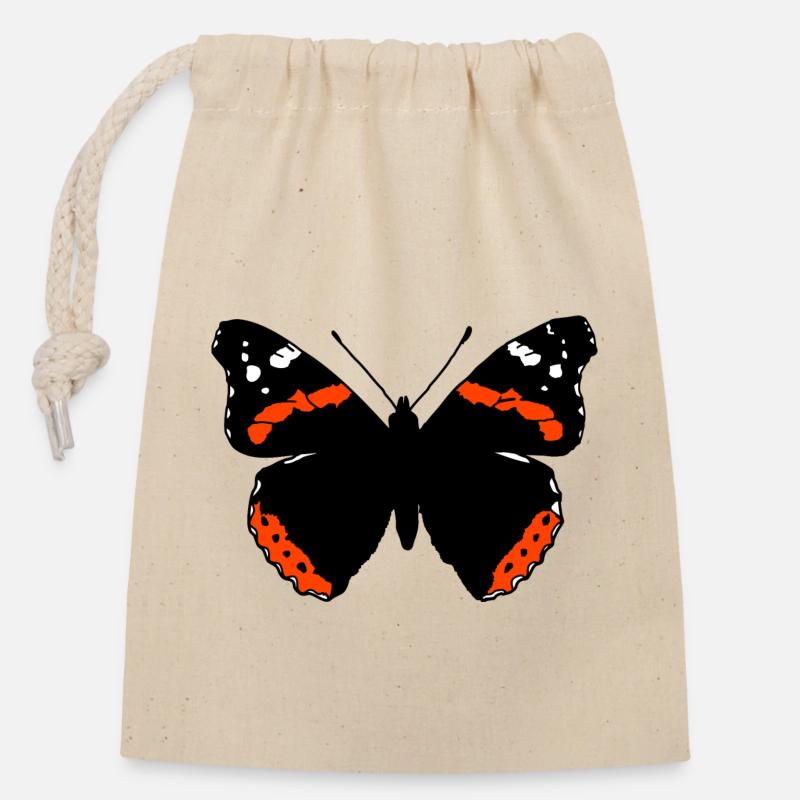 Admiral Butterfly - Closable cotton gift bag (14x20cm) - nature