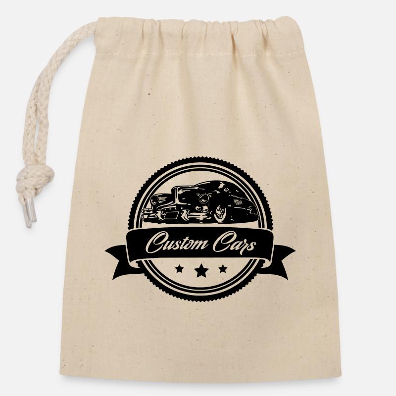 Custom Cars - Closable cotton gift bag (14x20cm) - nature