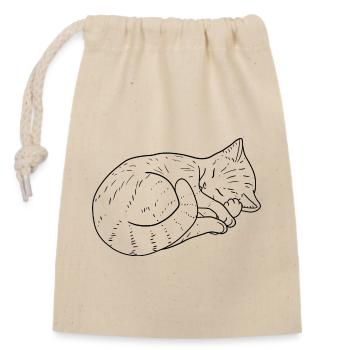 Cat drawing - Closable cotton gift bag (14x20cm) - nature - Front