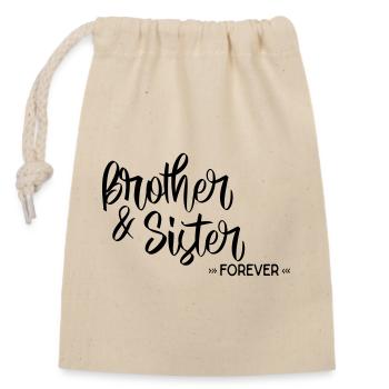 frère et soeur - Sac cadeau en coton avec cordon (14 x 20 cm) - nature - Devant