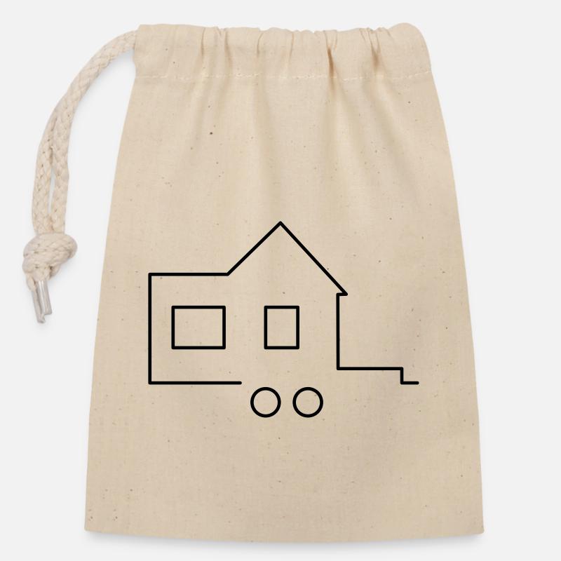 Tiny House - Verschließbarer Geschenkbeutel aus Baumwolle (14x20cm) - Natur