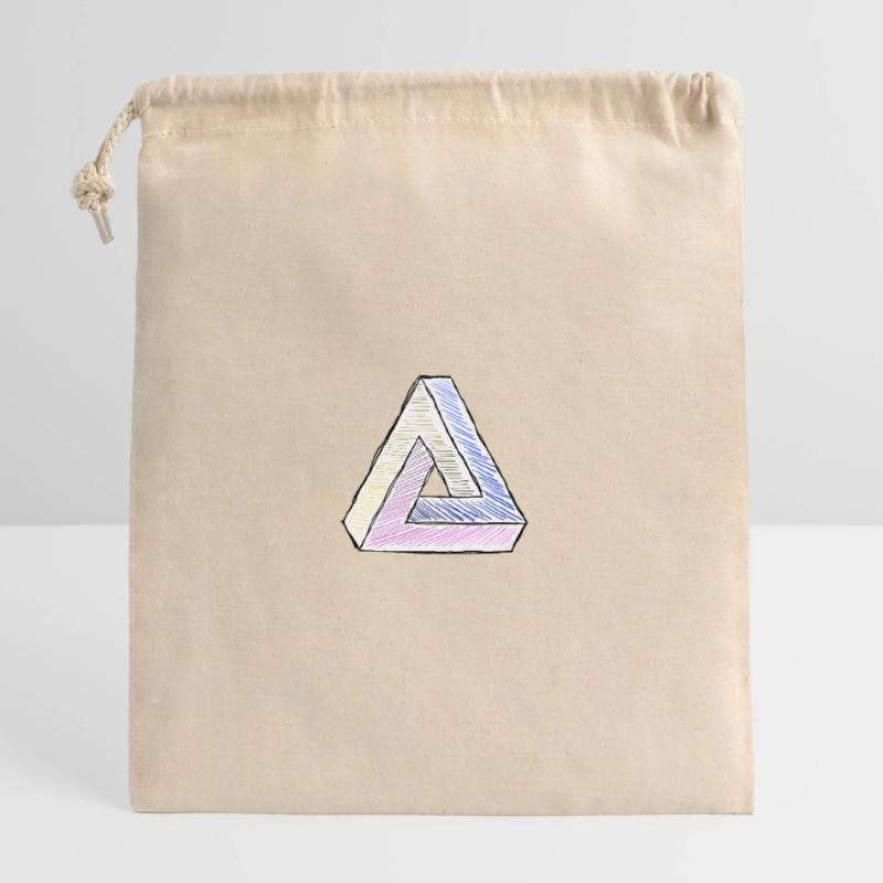 Penrose triangle impossible triangle as a comic Closable cotton gift bag (14x20cm)