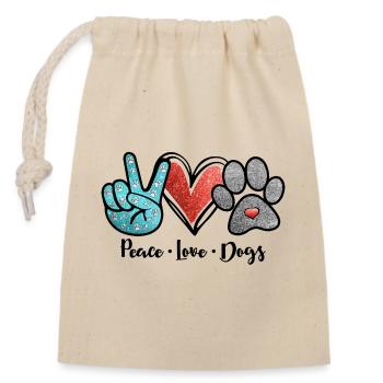 Peace Love Dogs - Verschließbarer Geschenkbeutel aus Baumwolle (14x20cm) - Natur - Vorne