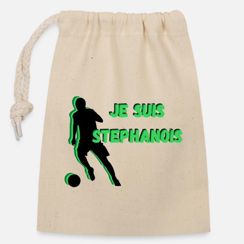 Je suis stéphanois - Sac cadeau en coton avec cordon (14 x 20 cm) - nature