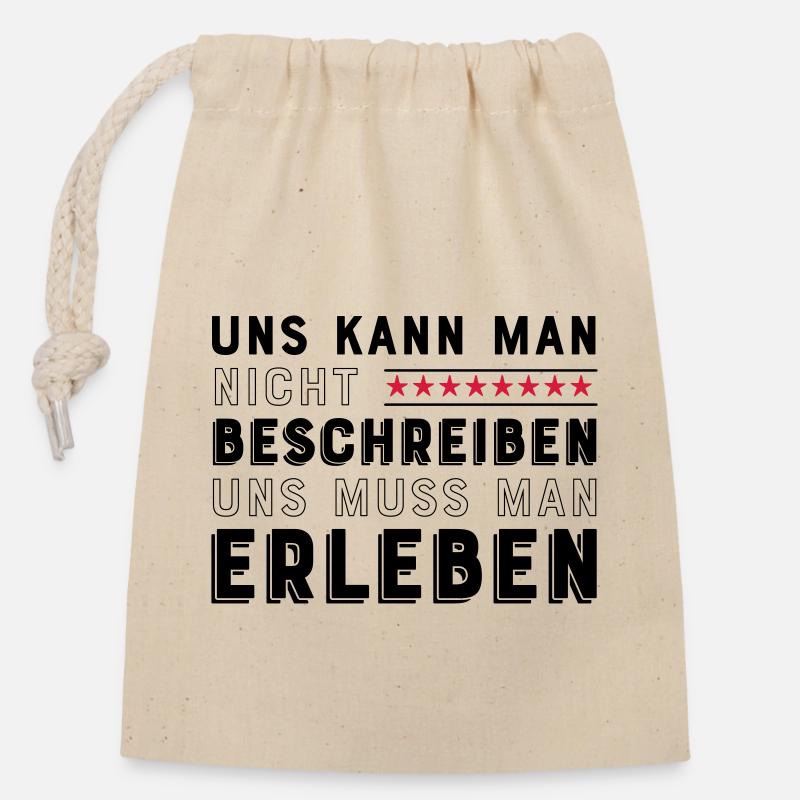 Freunde für immer - Verschließbarer Geschenkbeutel aus Baumwolle (14x20cm) - Natur