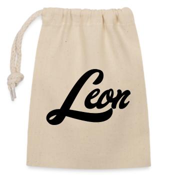 Leon Name Futuristic Galaxy Dream Mood - Closable cotton gift bag (14x20cm) - nature - Front