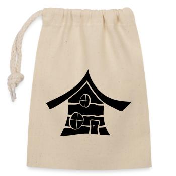 Design wood cottage - Closable cotton gift bag (14x20cm) - nature - Front