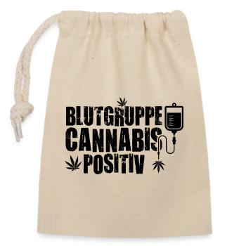 Blood group cannabis positive | Weed 420 Gifts - Closable cotton gift bag (14x20cm) - nature - Front