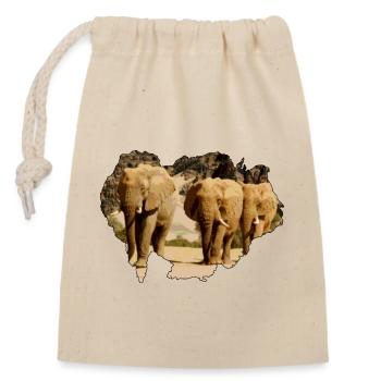Elephants Africa in the Desert of Namibia I Gift - Closable cotton gift bag (14x20cm) - nature - Front