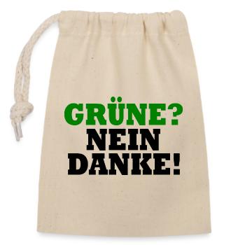 grüne nein danke - Verschließbarer Geschenkbeutel aus Baumwolle (14x20cm) - Natur - Vorne