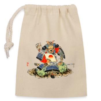 Samouraï par Kōno Bairei - Sac cadeau en coton avec cordon (14 x 20 cm) - nature - Devant