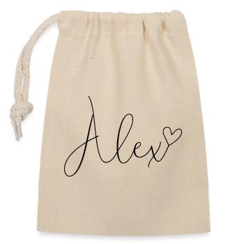 Alex Name Vorname Mädchen Jungs - Verschließbarer Geschenkbeutel aus Baumwolle (14x20cm) - Natur - Vorne